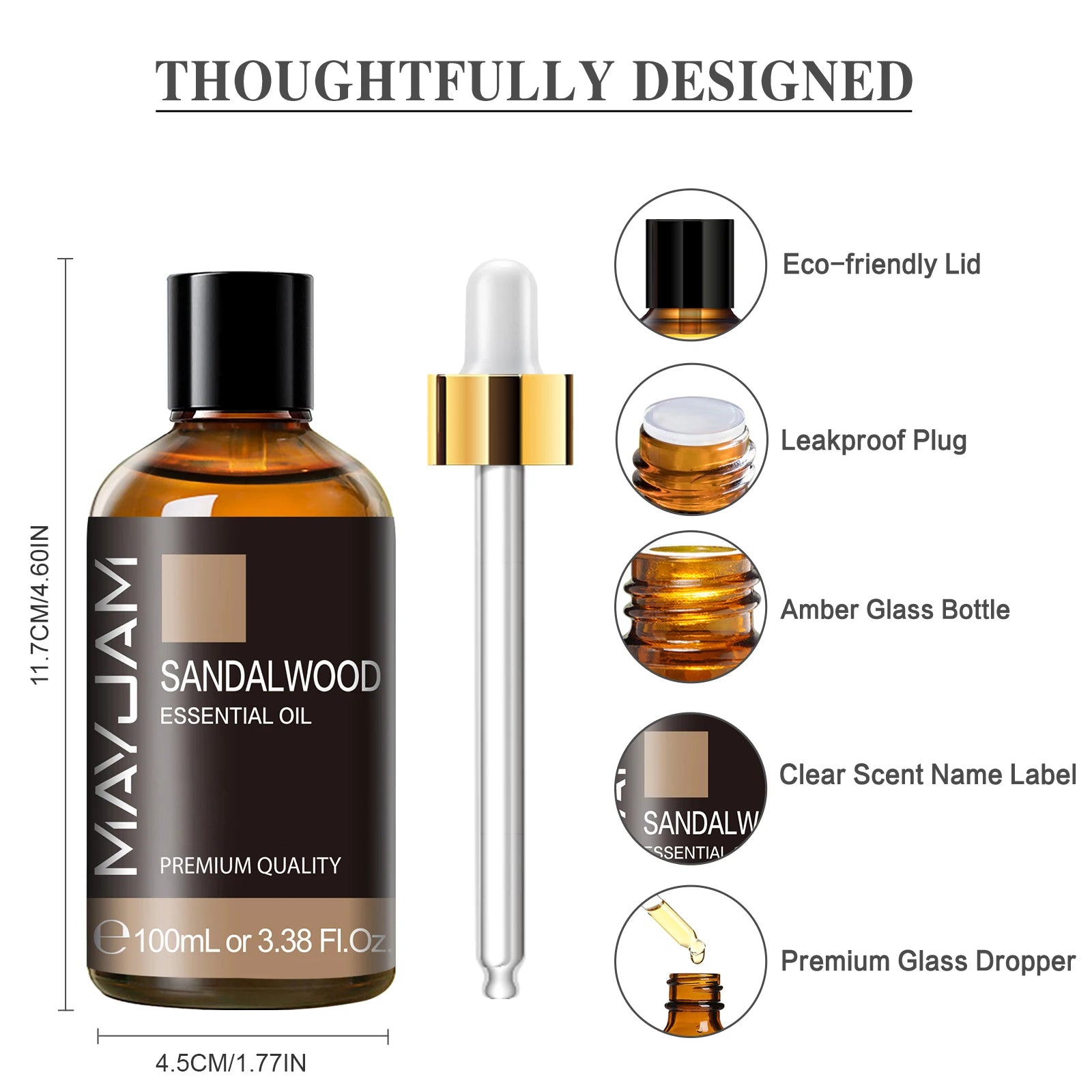 MAYJAM 100ML Essential Oil with Dropper – Sandalwood, Lavender, Eucalyptus, Vanilla