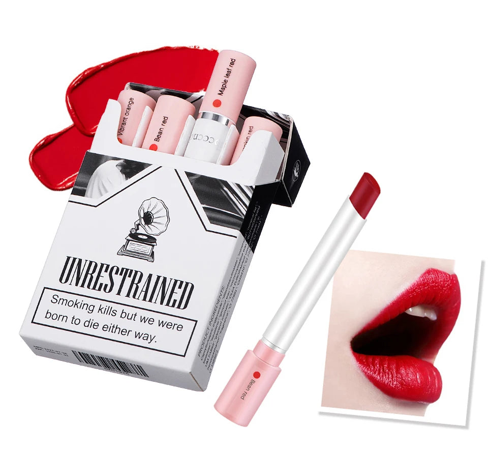 4pcs Cigarette Lipstick Set – Matte Lip Glaze, Waterproof & Long-Lasting Tint