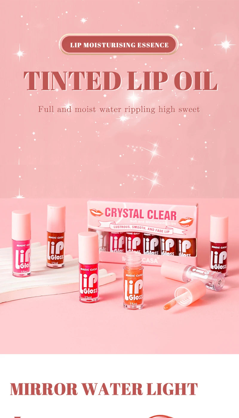 MAGIC CASA 6pcs Jelly Lip Oil – Hydrating, Plumping & Glossy Finish