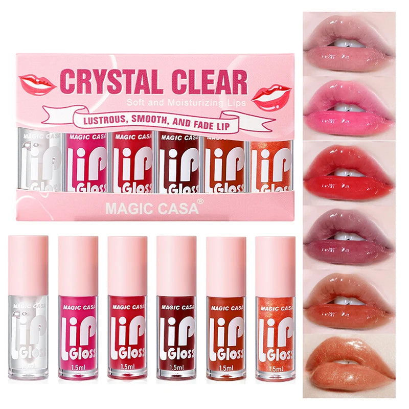 MAGIC CASA 6pcs Jelly Lip Oil – Hydrating, Plumping & Glossy Finish