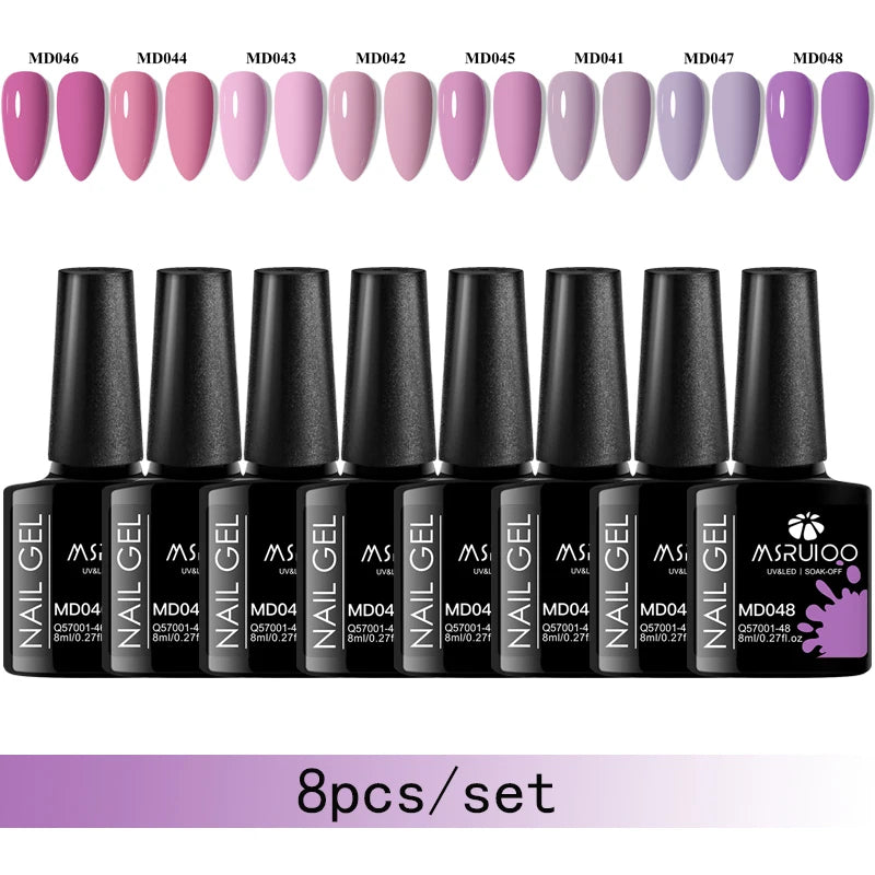 MSRUIOO 8-Piece Gel Nail Polish Set – Summer Colors, UV/LED Semi-Permanent