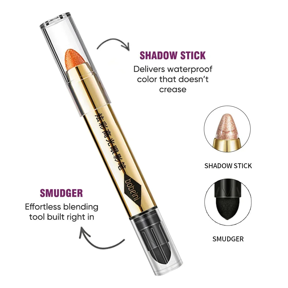 Double-Ended Eyeshadow Stick – Matte & Glitter, Waterproof & High Pigment