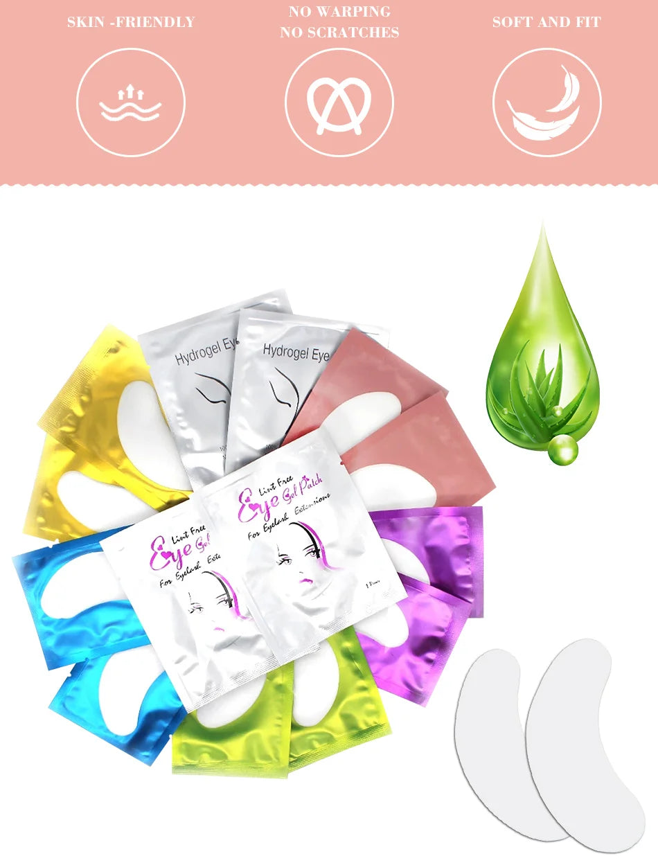 50 Pairs Hydrogel Under-Eye Pads for Eyelash Extensions – Lint-Free Patches
