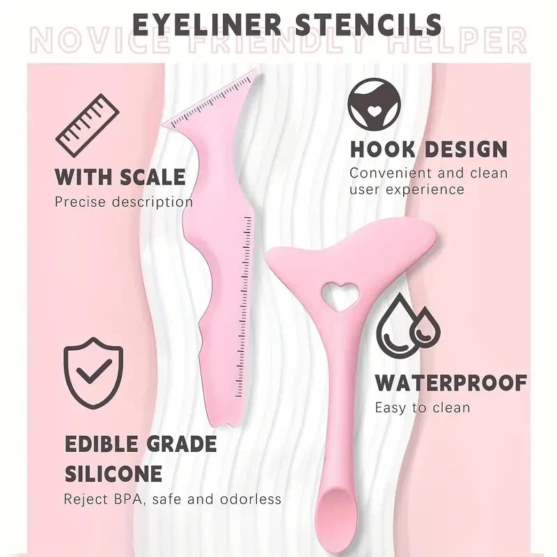 2pcs Silicone Eye Makeup Tool Set – Ruler Guide for Eyeliner, Eyeshadow & Lipstick