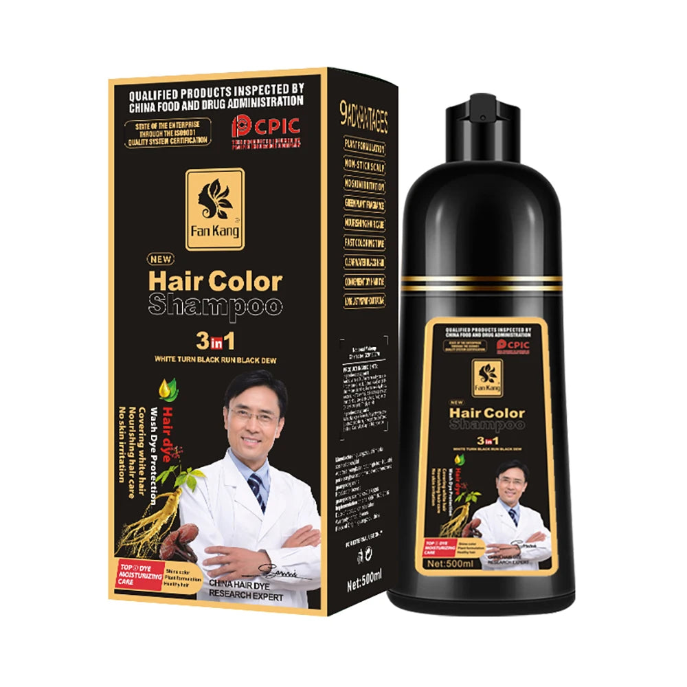 500ml Permanent Hair Dye Shampoo – Natural Plant Essence
