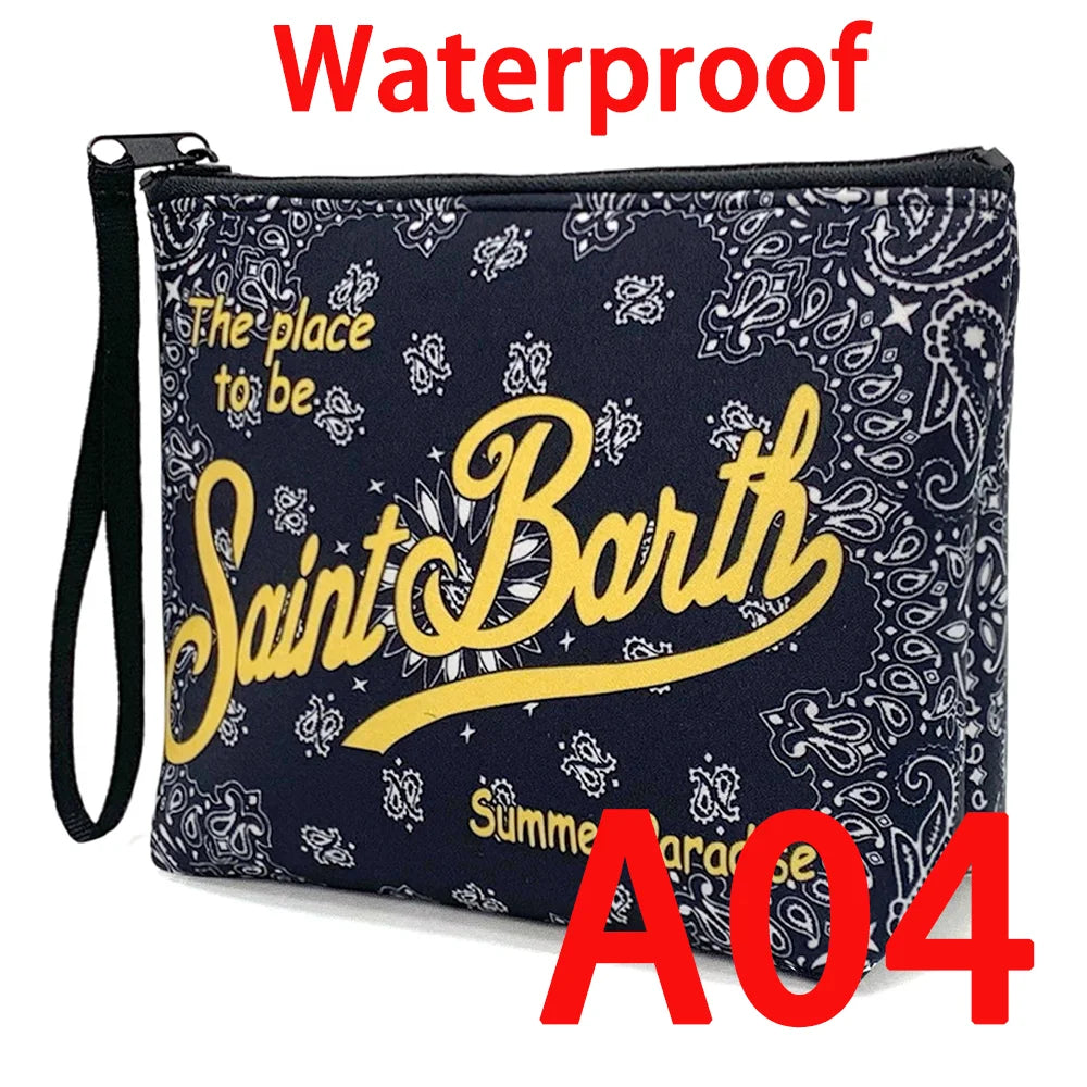 Large Capacity Neoprene Makeup Bag – Striped Travel Toiletry Organizer