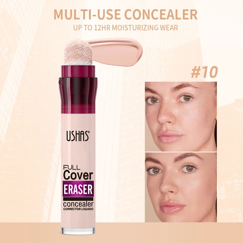 USHAS 12-Color Liquid Concealer – Moisturizing, Long-Lasting & Multi-Use