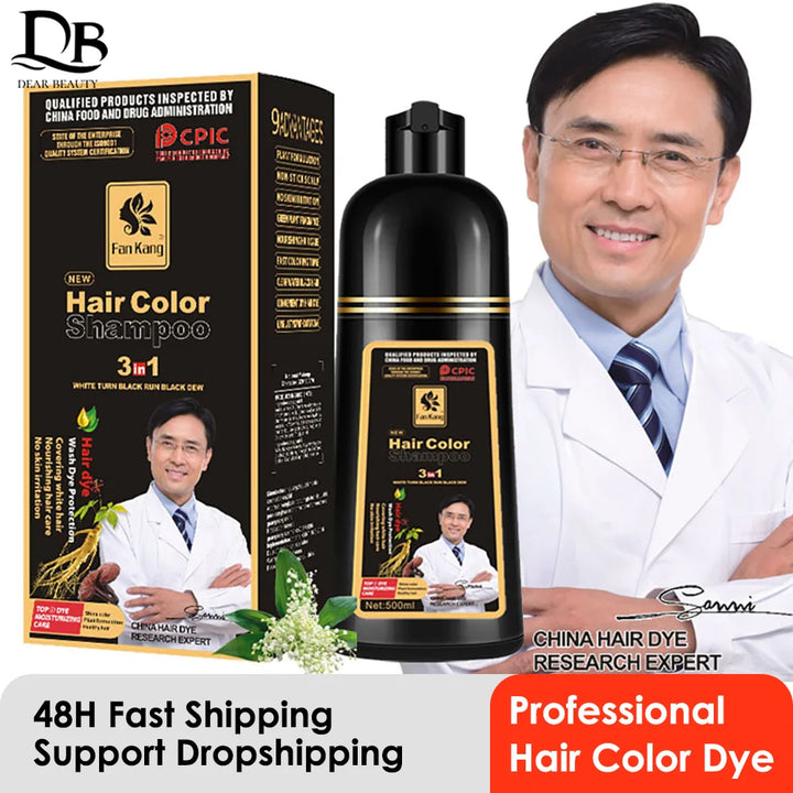 500ml Permanent Hair Dye Shampoo – Natural Plant Essence