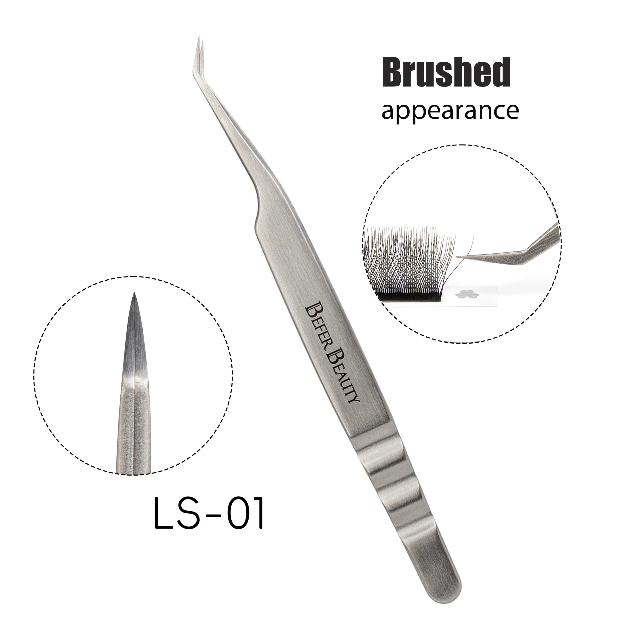 Anti-Static Stainless Steel Eyelash Extension Tweezers