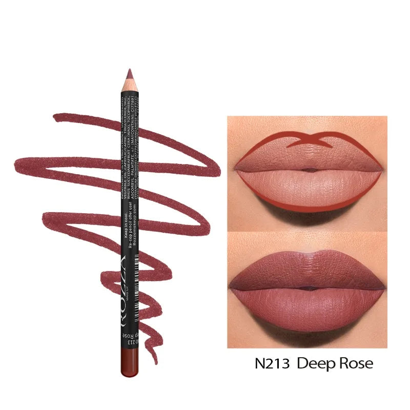 14-Color Nude Matte Lip Liner Pencil Set – Waterproof