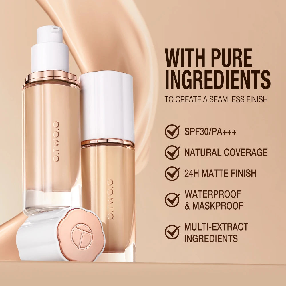 O.TWO.O High-Coverage Liquid Foundation – Waterproof & SPF