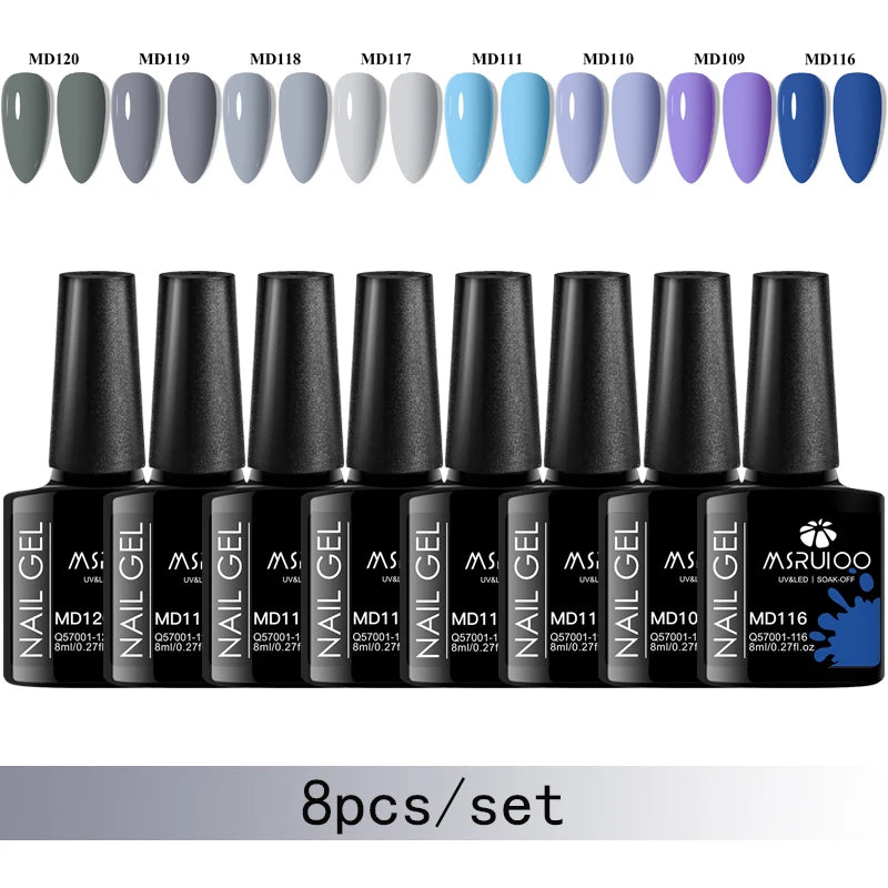 MSRUIOO 8-Piece Gel Nail Polish Set – Summer Colors, UV/LED Semi-Permanent