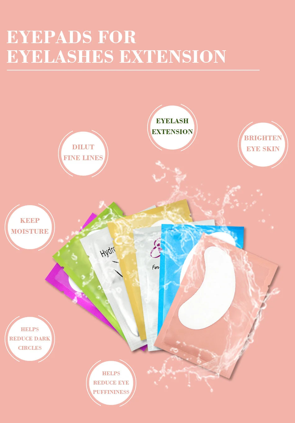 50 Pairs Hydrogel Under-Eye Pads for Eyelash Extensions – Lint-Free Patches