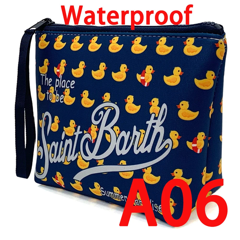 Large Capacity Neoprene Makeup Bag – Striped Travel Toiletry Organizer