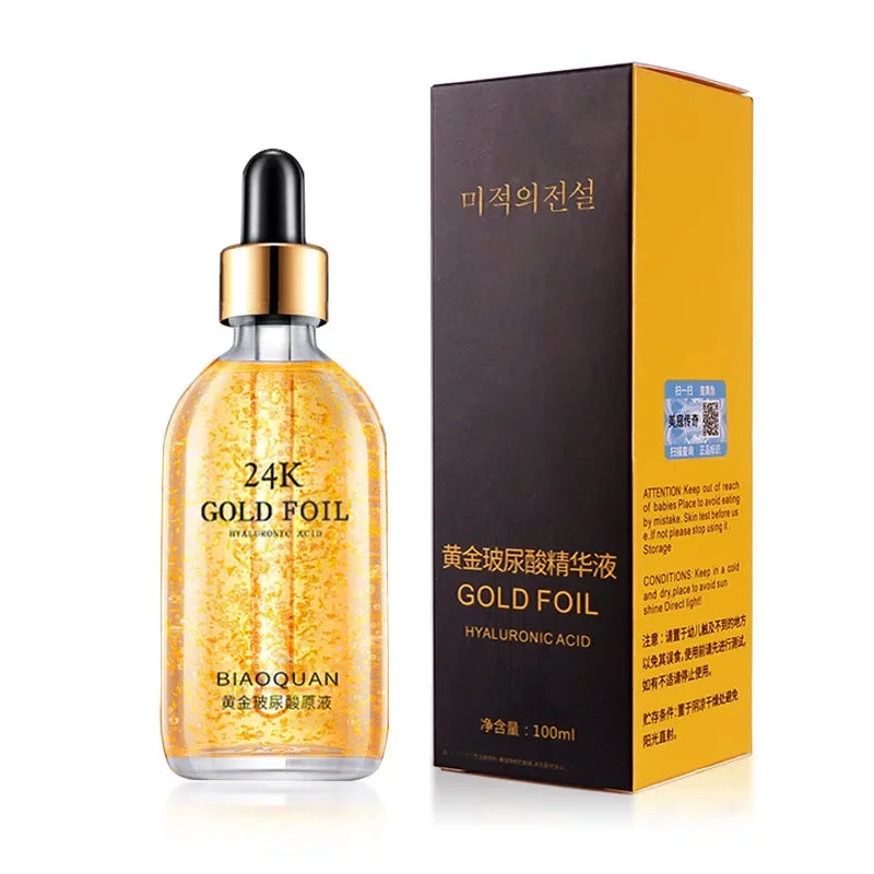 24K Gold Hyaluronic Acid Face Serum – Anti-Aging & Whitening Essence (100ml)