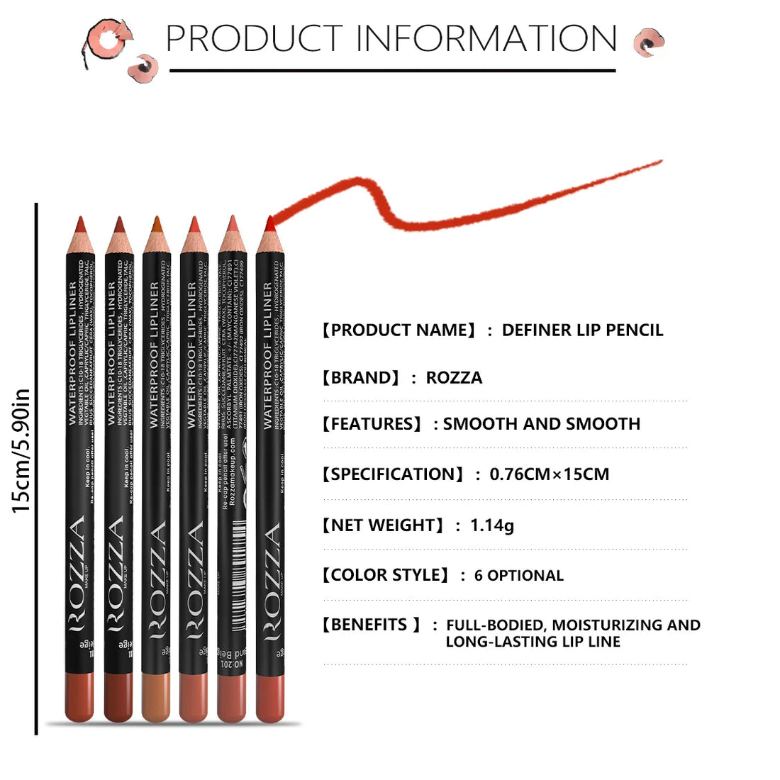 14-Color Nude Matte Lip Liner Pencil Set – Waterproof