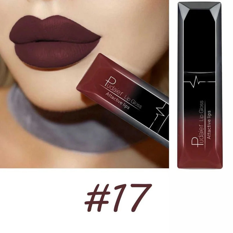 17-Color Matte Liquid Lipstick Set – Long Lasting