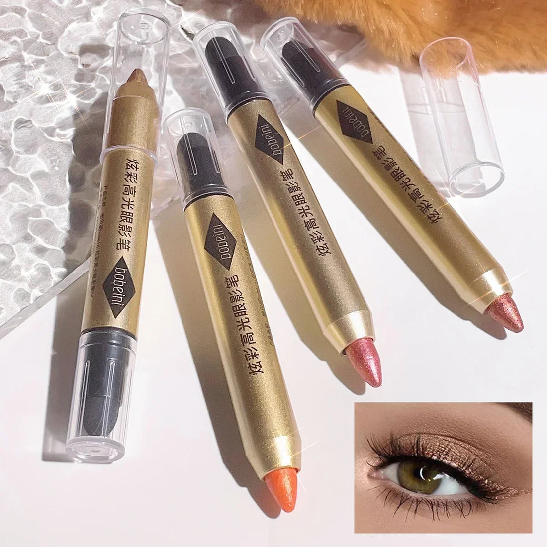 Double-Ended Eyeshadow Stick – Matte & Glitter, Waterproof & High Pigment