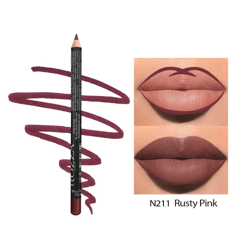 14-Color Nude Matte Lip Liner Pencil Set – Waterproof