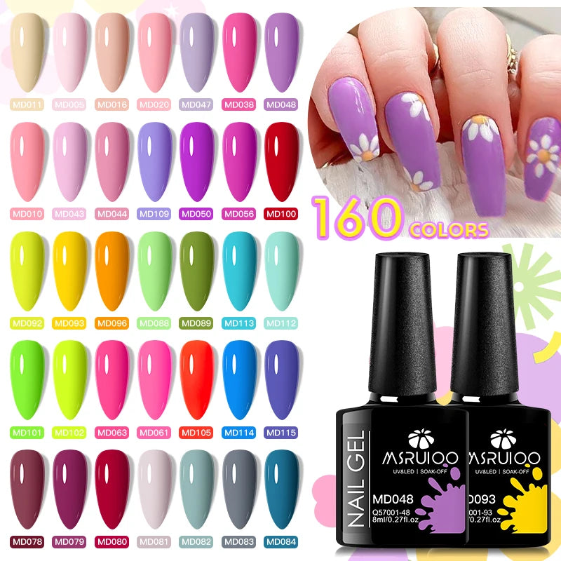 MSRUIOO 8-Piece Gel Nail Polish Set – Summer Colors, UV/LED Semi-Permanent