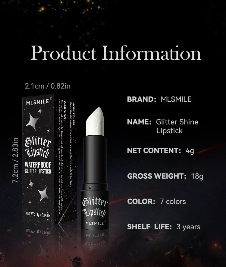 7-Color Glitter Waterproof Metallic Lipstick