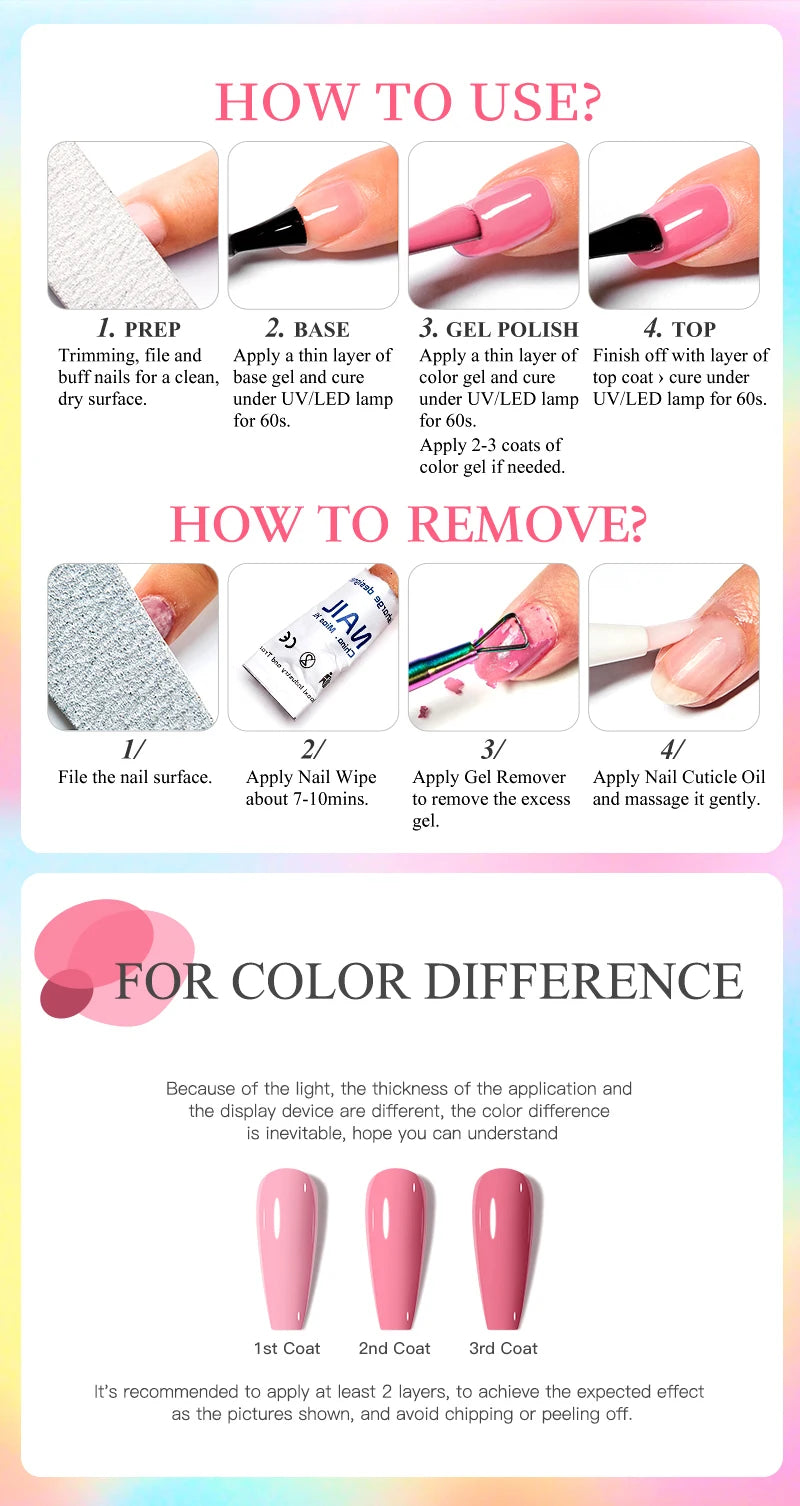 MSRUIOO 8-Piece Gel Nail Polish Set – Summer Colors, UV/LED Semi-Permanent