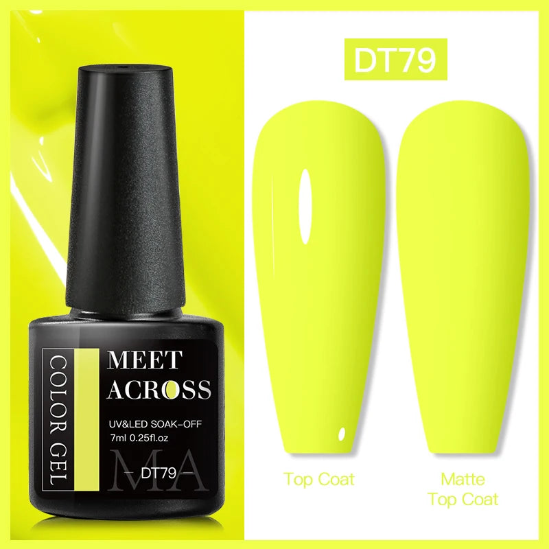 MEET ACROSS Fluorescent Neon Gel Nail Polish 7ml – UV/LED Semi-Permanent