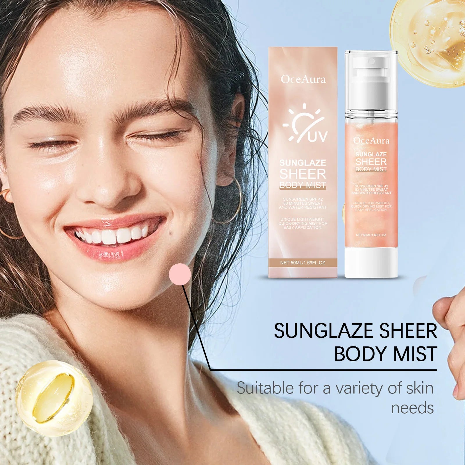 Oceaura Hyaluronic Acid Body Sunscreen Spray – SPF42