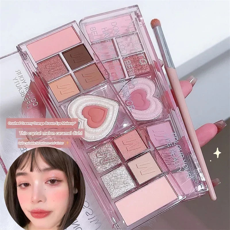 12-Color Love Heart Pink Eyeshadow Palette – Matte Cool Tones