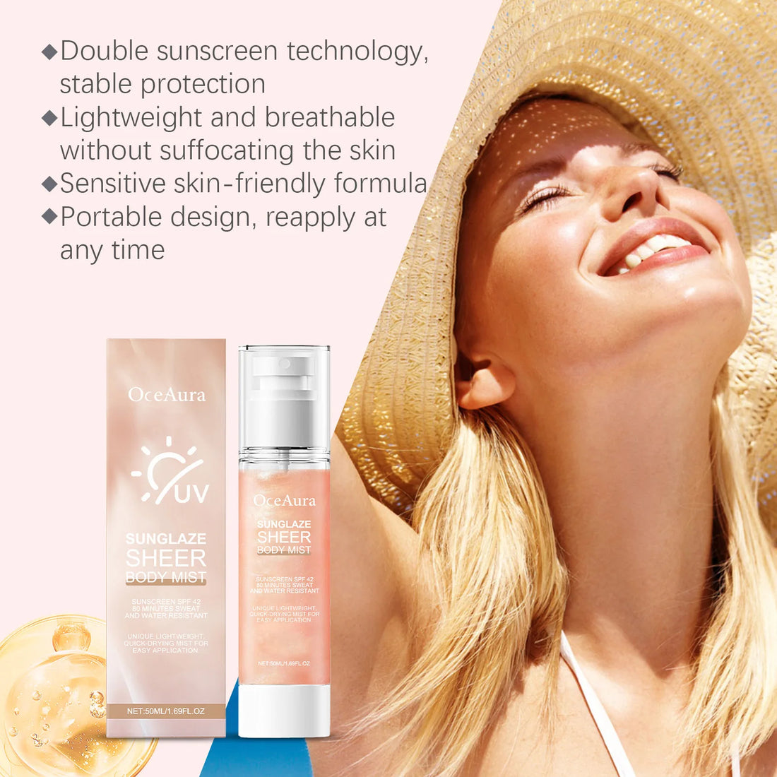 Oceaura Hyaluronic Acid Body Sunscreen Spray – SPF42