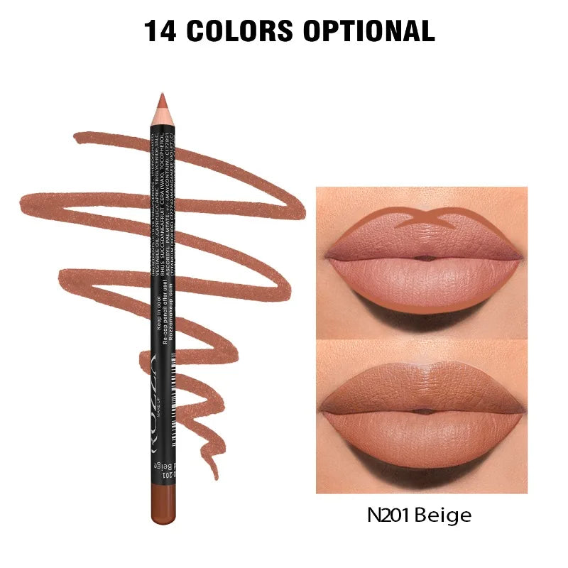 14-Color Nude Matte Lip Liner Pencil Set – Waterproof