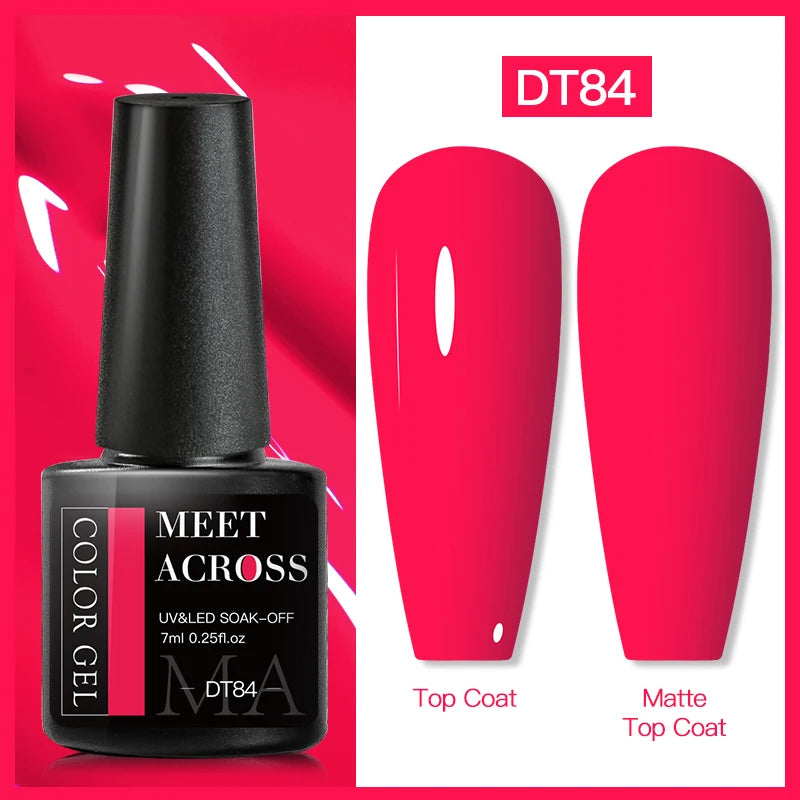 MEET ACROSS Fluorescent Neon Gel Nail Polish 7ml – UV/LED Semi-Permanent