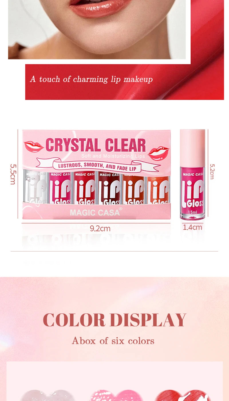MAGIC CASA 6pcs Jelly Lip Oil – Hydrating, Plumping & Glossy Finish
