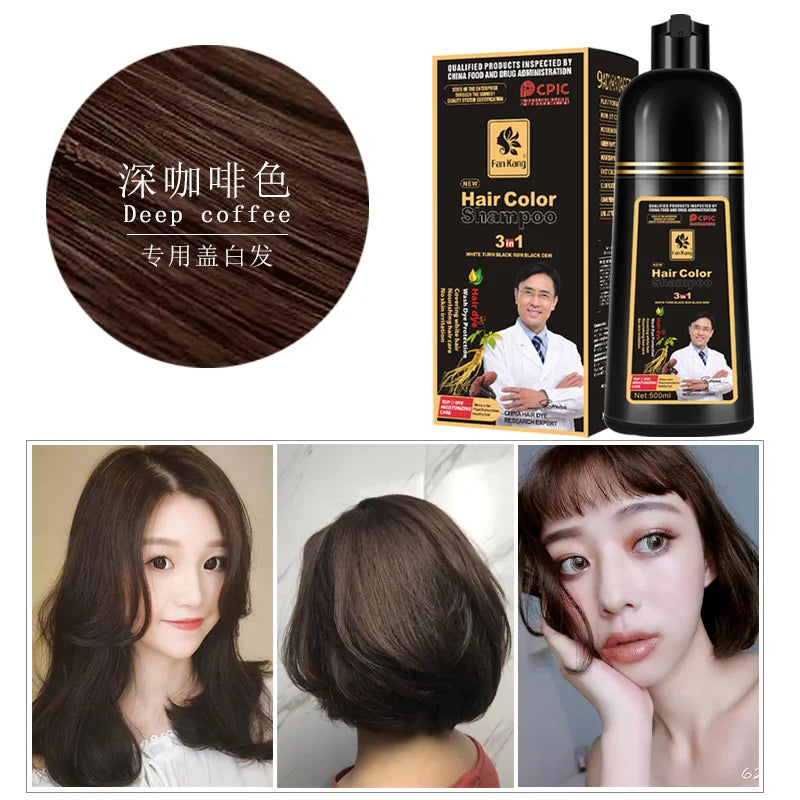 500ml Permanent Hair Dye Shampoo – Natural Plant Essence