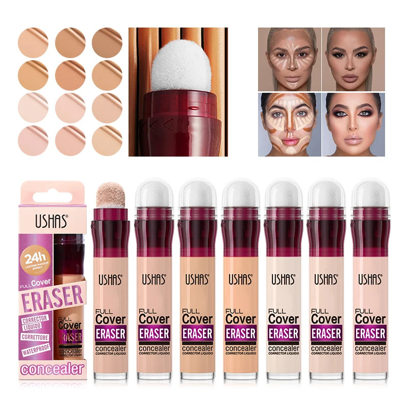 USHAS 12-Color Liquid Concealer – Moisturizing, Long-Lasting & Multi-Use