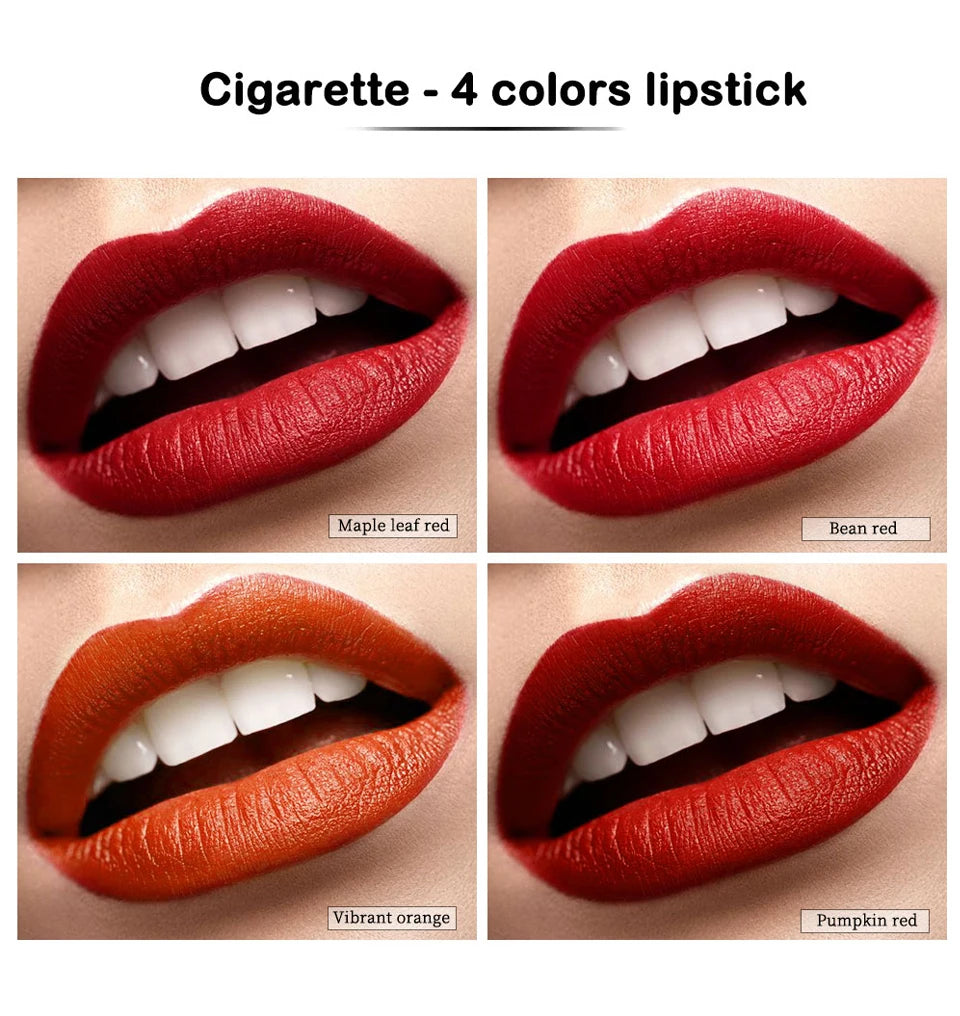 4pcs Cigarette Lipstick Set – Matte Lip Glaze, Waterproof & Long-Lasting Tint