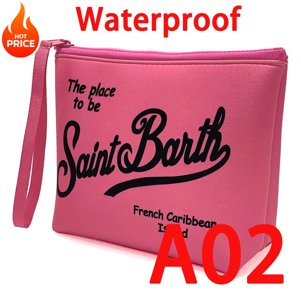 Large Capacity Neoprene Makeup Bag – Striped Travel Toiletry Organizer