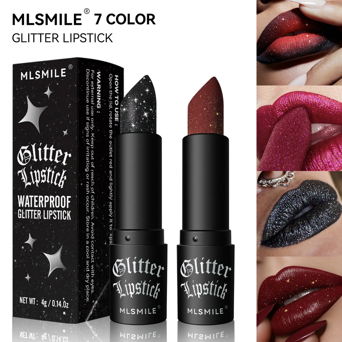 7-Color Glitter Waterproof Metallic Lipstick